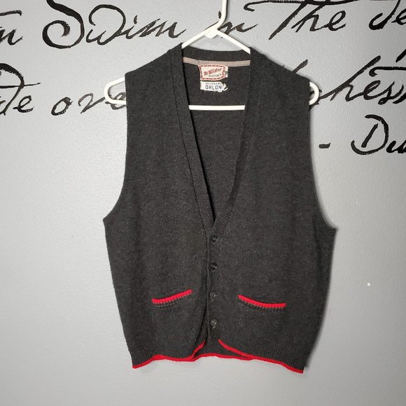 McAllister Other - Vintage 60s Men's Sweater Vest, Black & Red, M